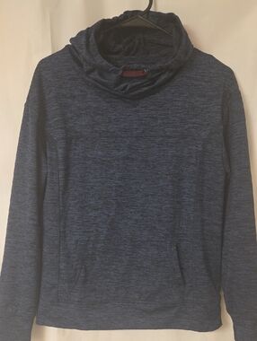 Heathered Navy Long Sleeve Cowl Neck Pullover